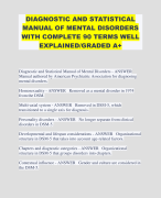 DIAGNOSTIC AND STATISTICAL MANUAL OF MENTAL DISORDERS WITH COMPLETE 90 TERMS WELL EXPLAINED/GRADED A+ 