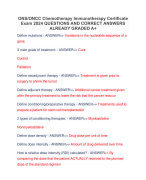 ONS/ONCC Chemotherapy Immunotherapy Certificate Exam 2024 QUESTIONS AND CORRECT ANSWERS ALREADY GRADED A+