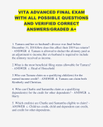 VITA ADVANCED FINAL EXAM  WITH ALL POSSIBLE QUESTIONS AND VERIFIED CORRECT ANSWERS/GRADED A+ 