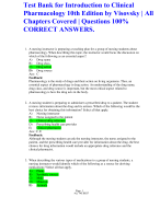 Test Bank for Introduction to Clinical Pharmacology 10th Edition by Visovsky | All Chapters Covered | Questions 100% CORRECT ANSWERS.