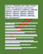 2024 ALL POWERPLANT ORAL STUDY GUIDE 100+ Questions and Correct Answers VERIFIED!!! [AMP003, AMP009, AMP026, AMP030, AMP039, AMP040, AMP041, AMP044, AMP052, AMP053, AMP056, AMP062, AMP063, AMP068] New Generation!!!