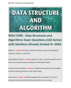 WGU C949 - Data Structures and Algorithms Exam Questions (163 terms) with Solutions Already Graded A+ 2024. 