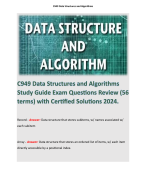 C949 Data Structures and Algorithms Study Guide Exam Questions Review (56 terms) with Certified Solutions 2024.