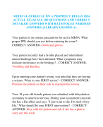 MEDICAL-SURGICAL RN A PROPHECY RELIAS 2024 ACTUAL EXAM ALL 100 QUESTIONS AND CORRECT DETAILED ANSWERS WITH RATIONALES (VERIFIED ANSWERS) |ALREADY GRADED A+ 