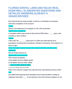 FLORIDA DENTAL LAWS AND RULES REAL EXAM WELL ELABORATED QUESTIONS AND DETAILED ANSWERS ALREADY A GRADE.REVISED