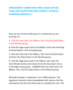 SPREADSHEET COMPUTING FINAL EXAM ACTUAL EXAM 2024 QUESTIONS AND CORRECT DETAILED ANSWERS|GRADED A+