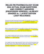 RELIAS RN PHARMACOLOGY EXAM 2024 ACTUAL EXAM QUESTIONS AND CORRECT ANSWERS (PROFESSOR VERIFIED) | ALREADY GRADED A+ | LATEST EDITION (JUST RELEASED)