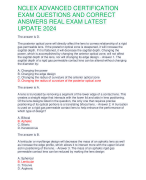 NCLEX ADVANCED CERTIFICATION  EXAM QUESTIONS AND CORRECT  ANSWERS REAL EXAM LATEST  UPDATE 2024