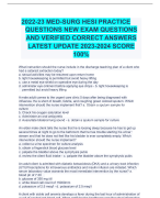 2022-23 MED-SURG HESI PRACTICE QUESTIONS NEW EXAM QUESTIONS AND VERIFIED CORRECT ANSWERS LATEST UPDATE 2023-2024 SCORE 100%