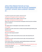 APEA PRE-PREDICTOR NP ACTUAL EXAM QUESTIONS AND DETAILED ANSWERS LASTEST UPDATE 2024 ALREADY GRADED A+.