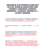 ARKANSAS AUCTIONEER EXAM 2024 ACTUAL EXAM 80 QUESTIONS AND CORRECT ANSWERS (VERIFIED ANSWERS) | ALREADY GRADED A+ | LATEST VERSION