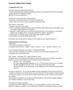 Summary Applied Data Analysis (ADA) incl content and notes slides lectures and work groups