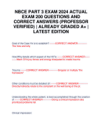 NBCE PART 3 EXAM 2024 ACTUAL EXAM 200 QUESTIONS AND CORRECT ANSWERS (PROFESSOR VERIFIED) | ALREADY GRADED A+ | LATEST EDITION