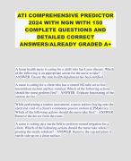 ATI COMPREHENSIVE PREDICTOR 2024 WITH NGN WITH 150 COMPLETE QUESTIONS AND DETAILED CORRECT ANSWERS/ALREADY GRADED A+   