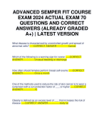 ADVANCED SEMPER FIT COURSE EXAM 2024 ACTUAL EXAM 70 QUESTIONS AND CORRECT ANSWERS (ALREADY GRADED A+) | LATEST VERSION