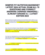 SEMPER FIT NUTRITION MARINENET LATEST 2024 ACTUAL EXAM ALL 70 QUESTIONS AND CORRECT ANSWERS (VERIFIED ANSWERS) | ALREADY GRADED A+ | LATEST EDITION 2024