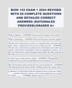 BIOD 152 EXAM 1 2024 REVISED WITH 60 COMPLETE QUESTIONS AND DETAILED CORRECT ANSWERS (RATIONALES PROVIDEDGRADED A