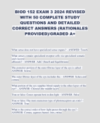 BIOD 152 EXAM 3 2024 REVISED WITH 50 COMPLETE STUDY QUESTIONS AND DETAILED CORRECT ANSWERS (RATIONALES PROVIDEDGRADED A+ 