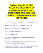 SARAH MICHELLE FNP PRACTICE EXAM WITH 70 COMPLETE REAL STUDY QUESTIONS AND VERIFIED CORRECT ANSWERS/100 OUT 100 POINTS 