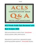 ACLS Study Guide Quiz Reviewed with Best Analysis 2024
