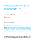 HESI MED SURG 2// HESI MED SURG 2 TEST BANK 2022-2025 LATEST REAL EXAM 100+ QUESTIONS AND CORRECT ANSWERS WITH RATIONALES|AGRADE     • A client who just returned from the recovery room after a tonsillectomy and adenoidectomy is restless and her pulse rate is increased. As the nurse continues the assessment, the client begins to vomit a copious amount of bright- red blood. The immediate nursing action is to:  