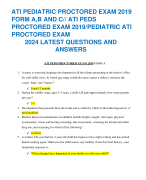 ATI PEDIATRIC PROCTORED EXAM 2019 FORM A,B AND C// ATI PEDS PROCTORED EXAM 2019/PEDIATRIC ATI PROCTORED EXAM  2024 LATEST QUESTIONS AND ANSWER   1.	A nurse is assessing language development in all the infants presenting at the doctor's office for well-ch