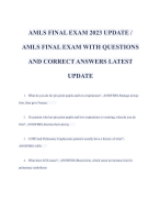 AMLS PRETEST V1 QUESTIONS AND  100% CORRECT ANSWERS/ AMLS  PRETEST V1 NEW UPDATE FOR  2023/2024 
