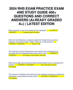 2024 RHS EXAM PRACTICE EXAM AND STUDY GUIDE 400+ QUESTIONS AND CORRECT ANSWERS (ALREADY GRADED A+) | LATEST EDITION