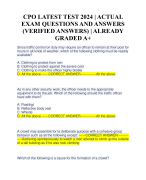 CPO LATEST TEST 2024 | ACTUAL EXAM QUESTIONS AND ANSWERS (VERIFIED ANSWERS) | ALREADY GRADED A+