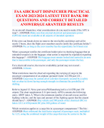 FAA AIRCRAFT DISPATCHER PRACTICAL  EXAM 2023/2024 LATEST TEST BANK 500  QUESTIONS AND CORRECT DETAILED  ANSWERS|GUARANTEED RESULTS
