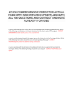 ATI PN COMPREHENSIVE PREDICTOR ACTUAL  EXAM WITH NGN 2023-2024 UPDATE(JANUARY)  ALL 180 QUESTIONS AND CORRECT ANSWERS  ALREADY A GRADED