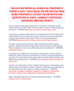 RELIAS RN MEDICAL-SURGICAL PROPHECY FORM A 2023-2024 REAL EXAM| RELIAS MED  SURG PROPHECY LATEST EXAM WITH 100  QUESTIONS & 100% CORRECT DETAILED  ANSWERS (BRAND NEW!!)