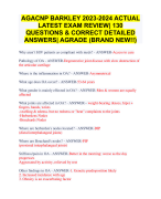 AGACNP BARKLEY 2023-2024 ACTUAL  LATEST EXAM REVIEW| 130  QUESTIONS & CORRECT DETAILED  ANSWERS| AGRADE (BRAND NEW!!)