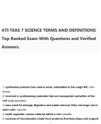     ATI TEAS 7 SCIENCE TERMS AND DEFINITIONS Top Ranked Exam With Questions and Verified Answers.