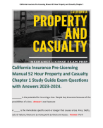 California Insurance Pre-Licensing Manual 52 Hour Property and Casualty Chapter 1 Study Guide Exam Questions with Answers 2023-2024. 