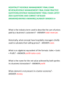  HOSPITALITY REVENUE MANAGEMENT FINAL EXAM REVIEW,REVENUE MANAGEMENT FINAL EXAM PRACTICE QUESTIONS,REVENUE MANAGEMENT FINAL EXAM LATEST 2024 QUESTIONS AND CORRECT DETAILED ANSWERS(VERIFIED ANSWERS)|ALREADY GRADED A+