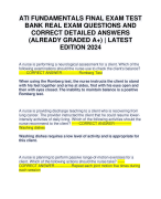 ATI FUNDAMENTALS FINAL EXAM TEST BANK REAL EXAM QUESTIONS AND CORRECT DETAILED ANSWERS (ALREADY GRADED A+) | LATEST EDITION 2024