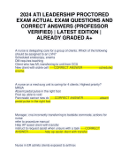 2024 ATI LEADERSHIP PROCTORED EXAM ACTUAL EXAM QUESTIONS AND CORRECT ANSWERS (PROFESSOR VERIFIED) | LATEST EDITION | ALREADY GRADED A+