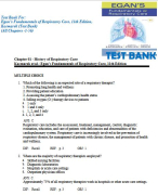 Test Bank For: Clinical Manifestations and Assessment of Respiratory Disease, 8th Edition, Des Jardins, Burton (All Chapters 1-44) 