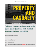 California Property and Casualty Study Guide Exam Questions with Verified Solutions Updated 2023-2024. 