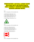 FIREFIGHTER 1 ACTUAL LATEST EXAM 2023-2024 WITH 550 QUESTIONS &  100% CORRECT VERIFIED ANSWERS|  AGRADE (BRAND NEW!!)