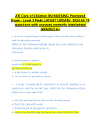 ATI Care of Children RN NURSING Proctored Exam - Level 3 Peds LATEST UPDATE  2024 All 70 questions with answers correctly highlighted GRADED A+