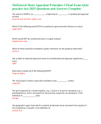 McKissock Basic Appraisal Principles I Final Exam Quiz practice test 2023 Questions and Answers Complete