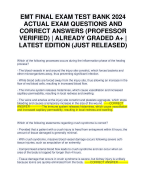 EMT FINAL EXAM TEST BANK 2024 ACTUAL EXAM QUESTIONS AND CORRECT ANSWERS (PROFESSOR VERIFIED) | ALREADY GRADED A+ | LATEST EDITION (JUST RELEASED)