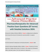 Pharmacotherapeutics for Advanced Practice Exam Questions (87 terms) with Detailed Solutions 2024.