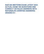 NUR 605 MIDTERM EXAM LATEST 2024  ACTUAL EXAM 100 QUESTIONS AND  CORRECT DETAILED ANSWERS WITH  RATIONALES (VERIFIED ANSWERS)  GRADED A+