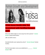 HOSA Home Health Aide Test Assessment with Certified Answers 2024.