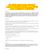 RN HESI MED SURG DOSAGE CALCULATIONS EXAM 2024 WITH 100% CORRECT ANSWERS