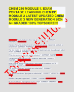 CHEM 210 MODULE 1, EXAM PORTAGE LEARNING CHEM191 MODULE 2 LATEST UPDATED CHEM MODULE 3 NEW GENERATION 2024 A+ GRADED 100% TOPSCORE!!!