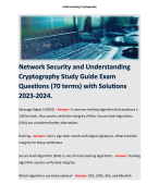 Network Security and Understanding Cryptography Study Guide Exam Questions (70 terms) with Solutions 2023-2024.
